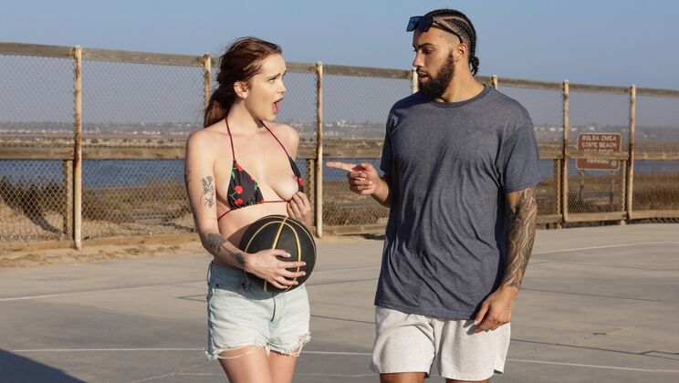 Redhead Chloe Foxxe and James Angel in Hot Interracial Outdoor Sex