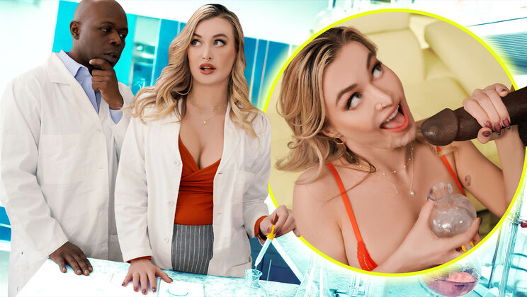 Hot MILF Natalia Starr Gags on Black Cock in Lab