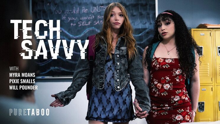 [PureTaboo] - Tech Savvy Caucasian Teen Licks Hairy Pussy - Will Pounder - Myra Moans - Pixie Smalls